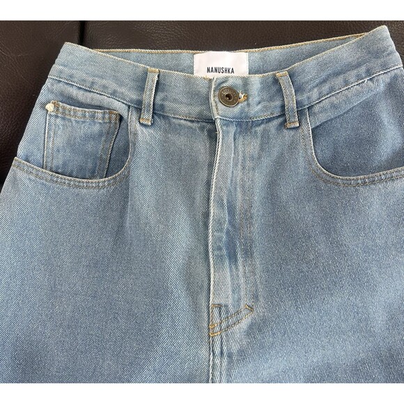 Nanushka 100% Cotton High Waist Straight Leg Wide Blue Jeans Size 27 - Picture 4 of 7